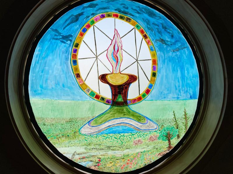 This painting by Gabriel Zepecki, a UUSD congregant and artist, served as the window’s inspiration. Zepecki died before Ron Parks could complete his stained-glass window. SUBMITTED PHOTO